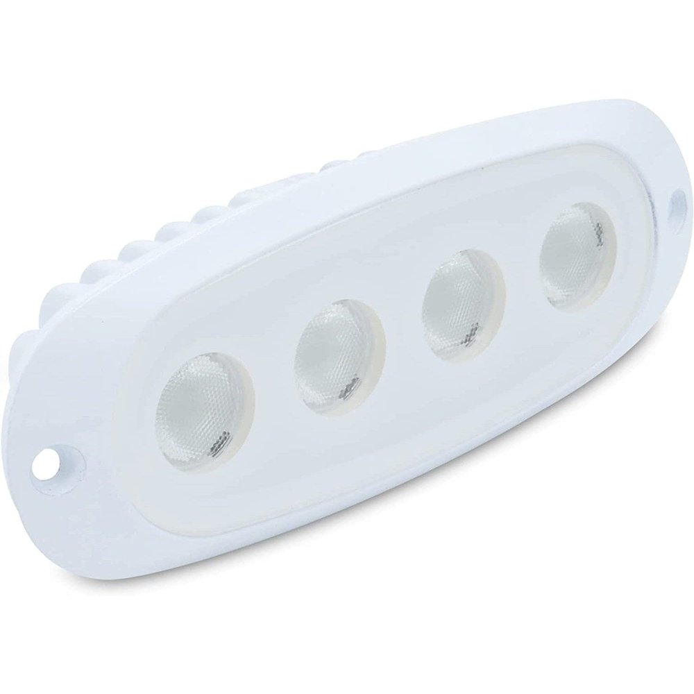 T-H Marine Oval Recessed Mount LED Spreader Light Super Bright 4-Element Flood Deck Light for T-Top Enclosures Powder Coated Aluminum Marine Deck Light White, 5.875" x 1.75" x 1.625"