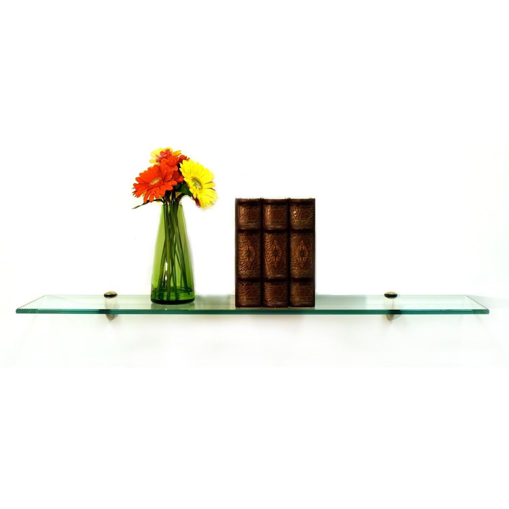 Spancraft Glass P-6x18-Chrome Peacock Glass Shelf, Chrome, 6" x 18"