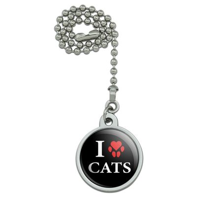 GRAPHICS & MORE I Love Cats Heart with Paw Print Ceiling Fan and Light Pull Chain