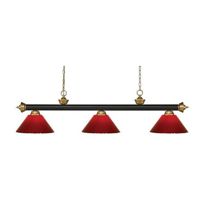 Z-Lite 200-3BRZ+SG-PRD 3 Billiard Light, Bronze + Satin Gold