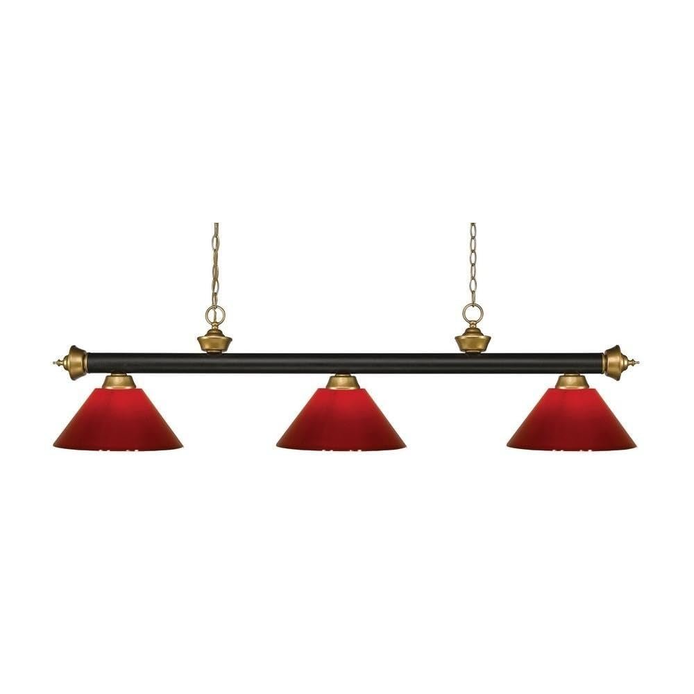 Z-Lite 200-3BRZ+SG-PRD 3 Billiard Light, Bronze + Satin Gold