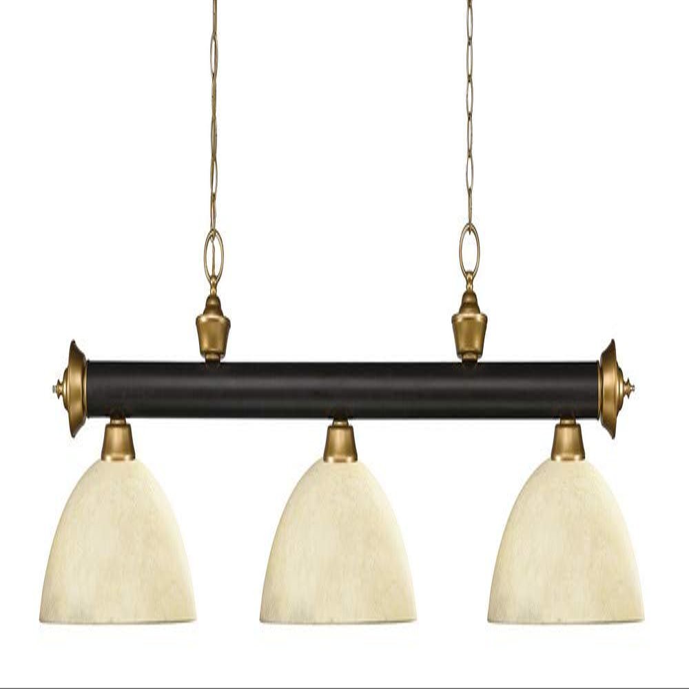Z-Lite 200-3BRZ+SG-DGM14 3 Billiard Light, Bronze & Satin Gold