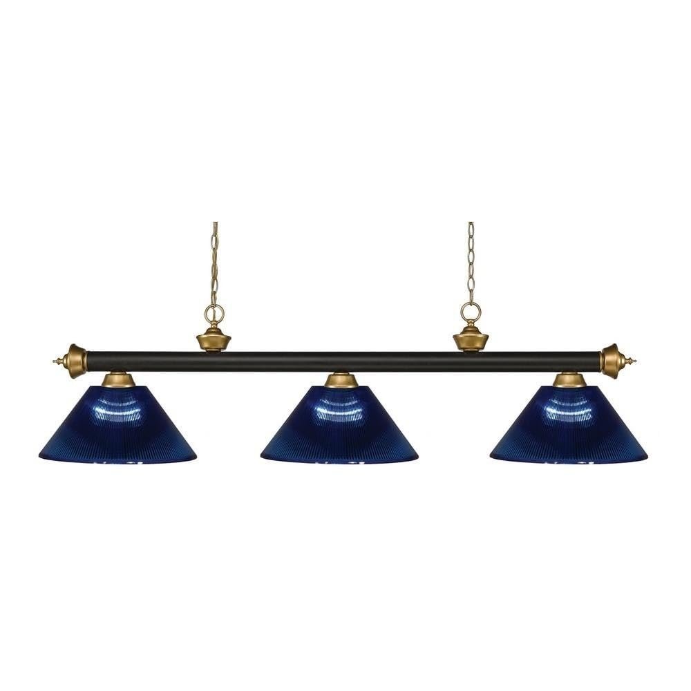 Z-Lite 200-3BRZ+SG-ARDB 3 Billiard Light, Bronze + Satin Gold