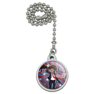 Patriotic Donald Trump with Eagle American Flag Gun Ceiling Fan and Light