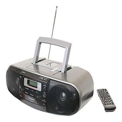 Panasonic RX-D55GC-K Boombox High Power MP3 CD AM/ FM Radio Cassette Recorder with USB & Music Port High Quality Sound with 2-Way 4-Speaker (Black)