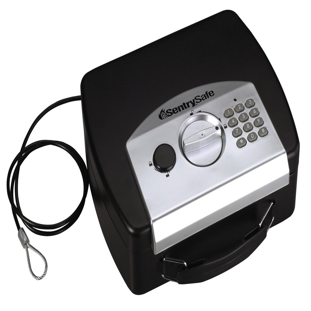 SentrySafe SENTRY P008E Compact Electronic Safe, Black, 1.9 x 9.8 x 7.1 inches