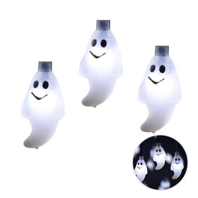 LEDMOMO Halloween String Lights ,20ft 30-LED Ghost Solar Light String for Outdoor and Indoor Patio Garden Porch Party Decoration (Pure White)