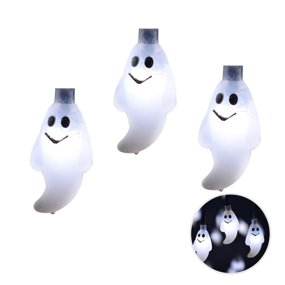 LEDMOMO Halloween String Lights ,20ft 30-LED Ghost Solar Light String for Outdoor and Indoor Patio Garden Porch Party Decoration (Pure White)