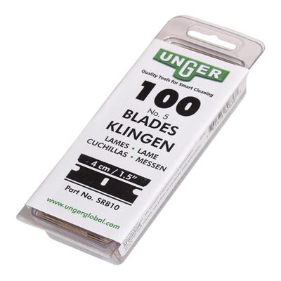 Unger Commercial Safety Scraper Replacement Blades #9  Box of 100 4-Inch High-Performance Blades for Professional Safety Scrapers  Ideal for Removing Paint, Adhesives, SRB10