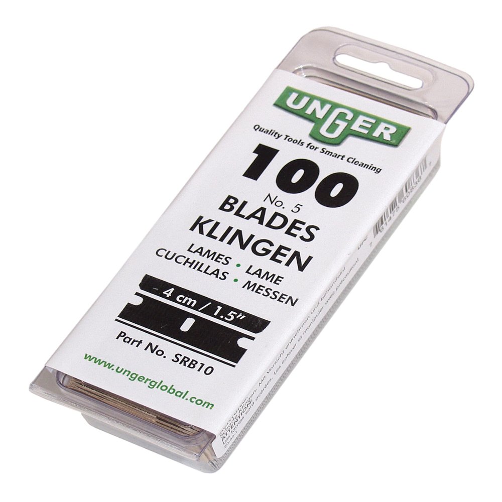 Unger Commercial Safety Scraper Replacement Blades #9  Box of 100 4-Inch High-Performance Blades for Professional Safety Scrapers  Ideal for Removing Paint, Adhesives, SRB10