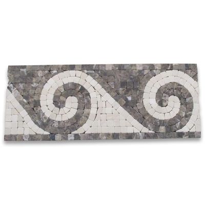 Stone Center Online Surf Emperador 4.75x12 Marble Mosaic Border Listello Tile Tumbled Kitchen Bath Wall Floor Backsplash Shower (1 piece)