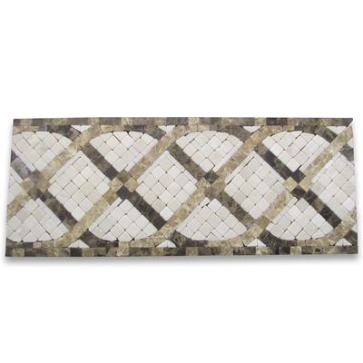Stone Center Online Petra Emperador 4.75x12 Marble Mosaic Border Listello Tile Tumbled Kitchen Bath Wall Floor Backsplash Shower (1 Piece)