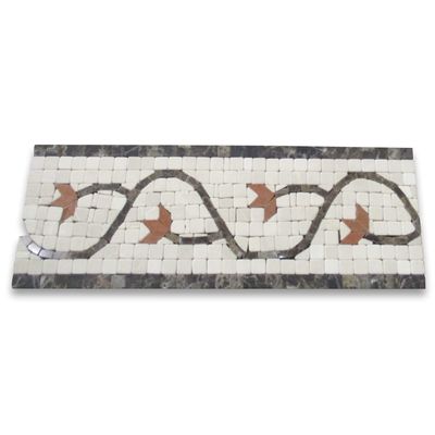 Stone Center Online Edera Sienna 4x11 Marble Mosaic Border Listello Tile Tumbled Kitchen Bath Wall Floor Backsplash Shower (1 piece)