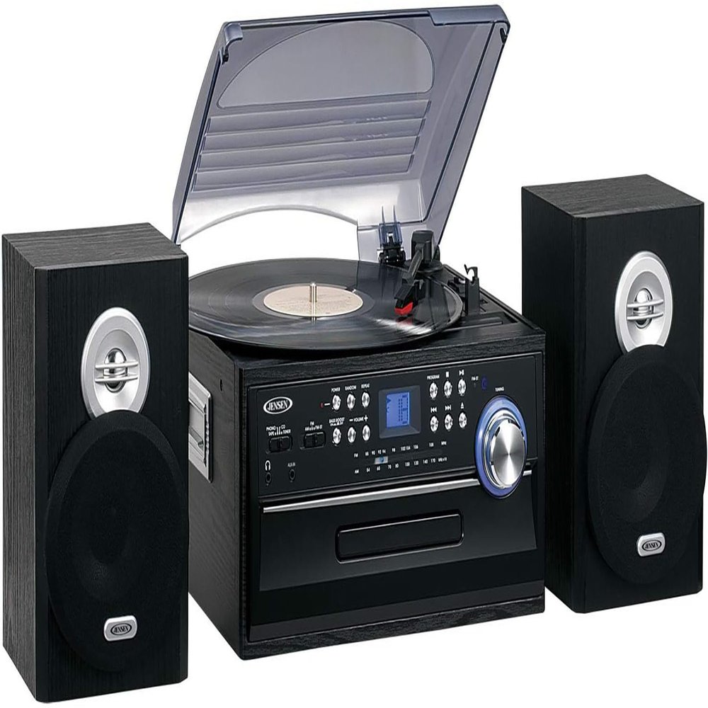 Jensen JTA-475 3-Speed Turntable with CD, Cassette & AM/FM Stereo Radio