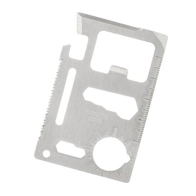 Thirsty Rhino Suviv, Survival Pocket Tool, 11 Function Credit Card Wallet Sized, Stainless Steel, Silver (Set of 12)
