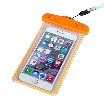 Maximalpower Universal Waterproof Case Dry Bag Pouch Glow in Dark for Cell Phone iPhone X 4,5,6,7,8 and Plus, Samsung Galaxy Note 4,5,6,8 S8/S8 Plus, Google Pixel 2 HTC LG Sony MOTO up to 6.0" -Orange