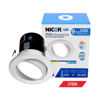 NICOR Lighting 4 inch LED Gimbal Downlight Retrofit Kit in 2700K (DLG4-10-120-2K-WH)