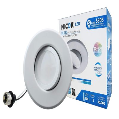NICOR Lighting 5/6 inch LED Gimbal Downlight Retrofit Kit, 4000K White (DLG56-10-120-4K-WH)