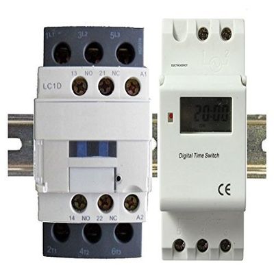 ELECTRODEPOT 7 Day, 24 Hour Timer Switch, 3 Pole, 32A Motor, 50A Lighting, Heater Control, DIN