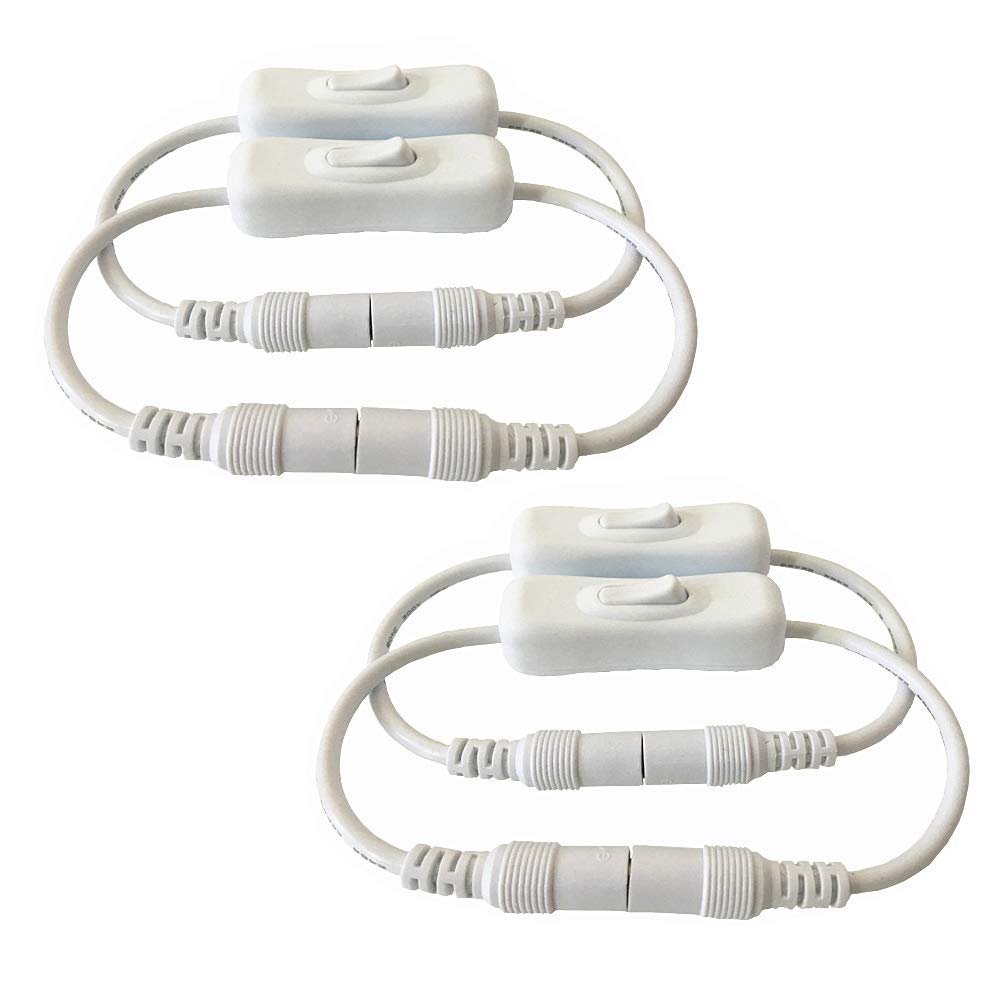 4pcs White dc Inline Switch Manual Inline DC Power Switch Extension Cable Male to Female 5.5mm x 2.1mm Barrel for LED Strip 50503528,2835, Light and Other Low Voltage Applica tions 30cm/11.81inch