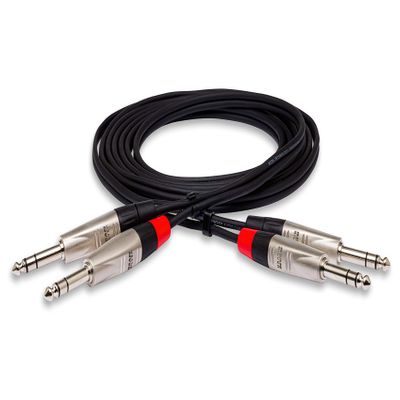 Hosa HSS-001.5X2 Pro Stereo Interconnect, Dual REAN 1/4" TRS to Same, 1.5 Feet