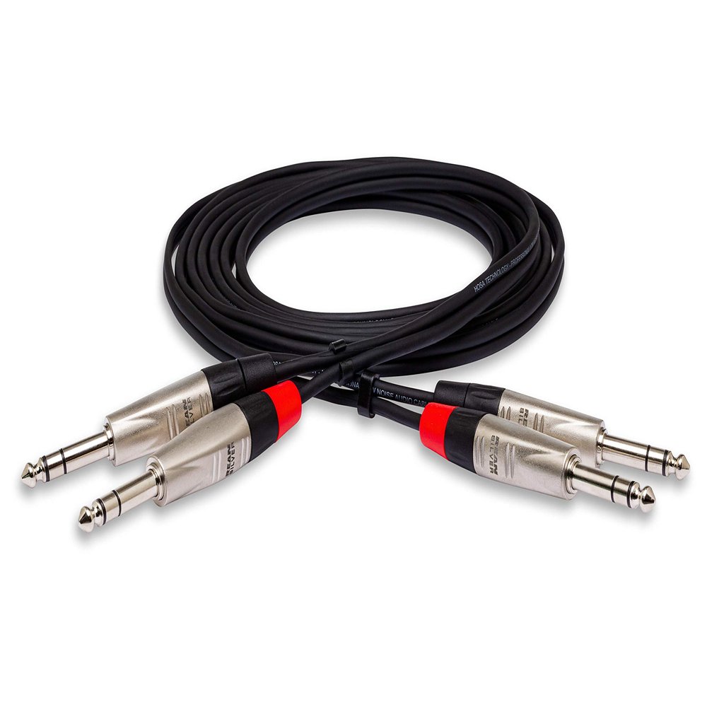 Hosa HSS-001.5X2 Pro Stereo Interconnect, Dual REAN 1/4" TRS to Same, 1.5 Feet