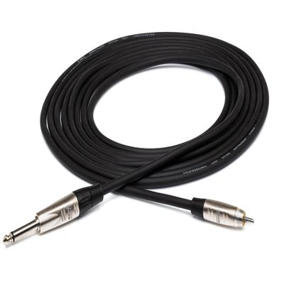 Hosa HPR-015 Pro Unbalanced Interconnect, REAN 1/4" TS to RCA, 15 Feet