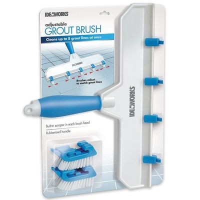 Adjustable Grout Brush - Clean Grout Lines in Half the Time with Built-In Scrapers - Fits Standard Mop Handle Threads