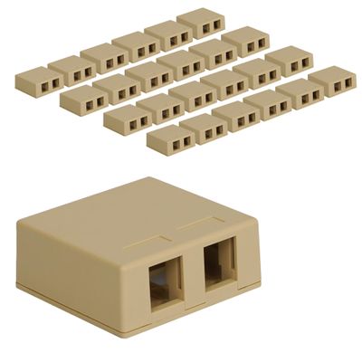 ICC 2-Port Surface Mount Box for Slim/Wide Keystone Jacks, Ivory, 25-Pack