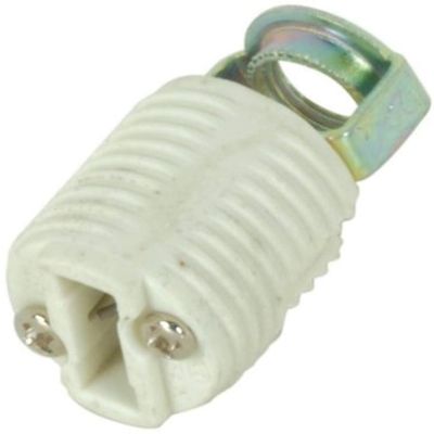 Satco 80-1582 Threaded G-9 Porcelain Light Socket, Push-In Terminals, 0.12" IP Hickey Inside Extrusion, Double Leg, 250V, 660W