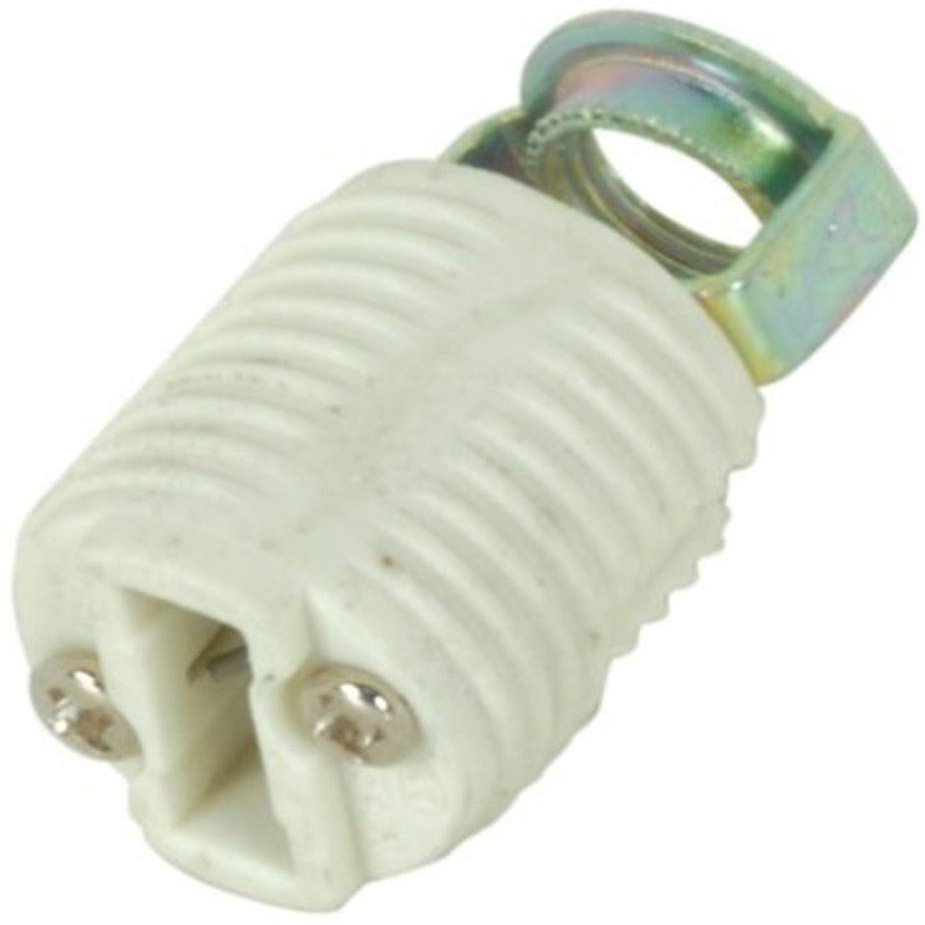 Satco 80-1582 Threaded G-9 Porcelain Light Socket, Push-In Terminals, 0.12" IP Hickey Inside Extrusion, Double Leg, 250V, 660W