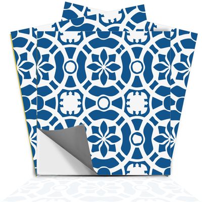 Bleucoin Jaipur Peel and Stick Tile for Kitchen Backsplash Self-Adhesive Easy DIY Wall Tiles for Bathroom, Laundry Renter-Friendly Home Decor Solution (44, Ink, 3''x3'')