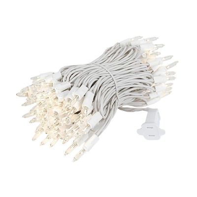 Novelty Lights 34 Feet 100 Bulb Incandescent Mini Light String, Clear with 4-Inch Spacing on White Wire, UL Listed Commercial Grade Indoor/Outdoor Mini Lights, Connectable End-to-End