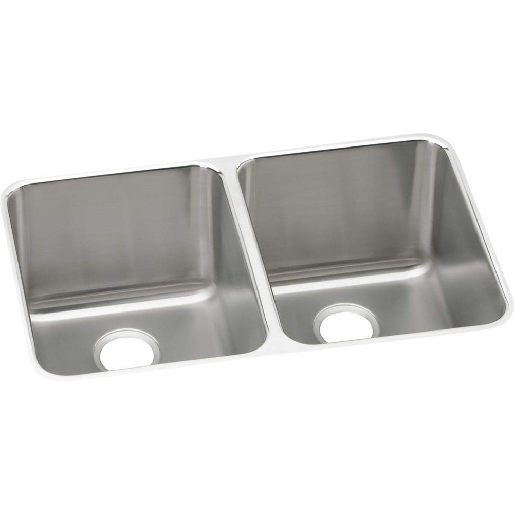 Elkay ELUH3220 Gourmet Double Basin Under Mount Kitchen Sink, 31-1/4" x 20" x 7-7/8", Stainless Steel