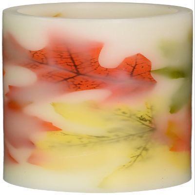 Tag 204909 Multi Harvest Autumn Leaf LED Pillar Candle, 6 x 3