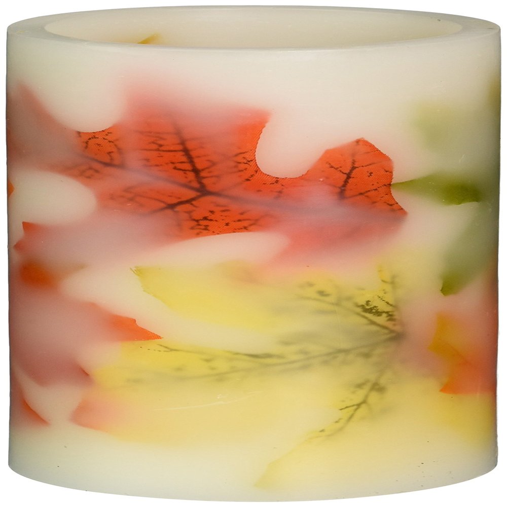 Tag 204909 Multi Harvest Autumn Leaf LED Pillar Candle, 6 x 3