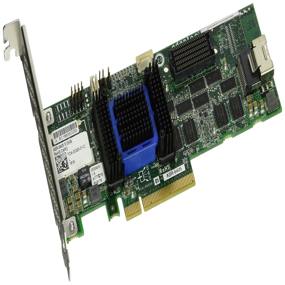 Adaptec 6405 Single Raid 0/1/10 Sata 512MB Pcie 3.3/12V MD2/LP No Cable