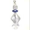 Large Silvery Metal Fish and Cobalt Blue Glass Ceiling Fan Pull Chain view 1