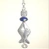 Large Silvery Metal Fish and Cobalt Blue Glass Ceiling Fan Pull Chain view 2