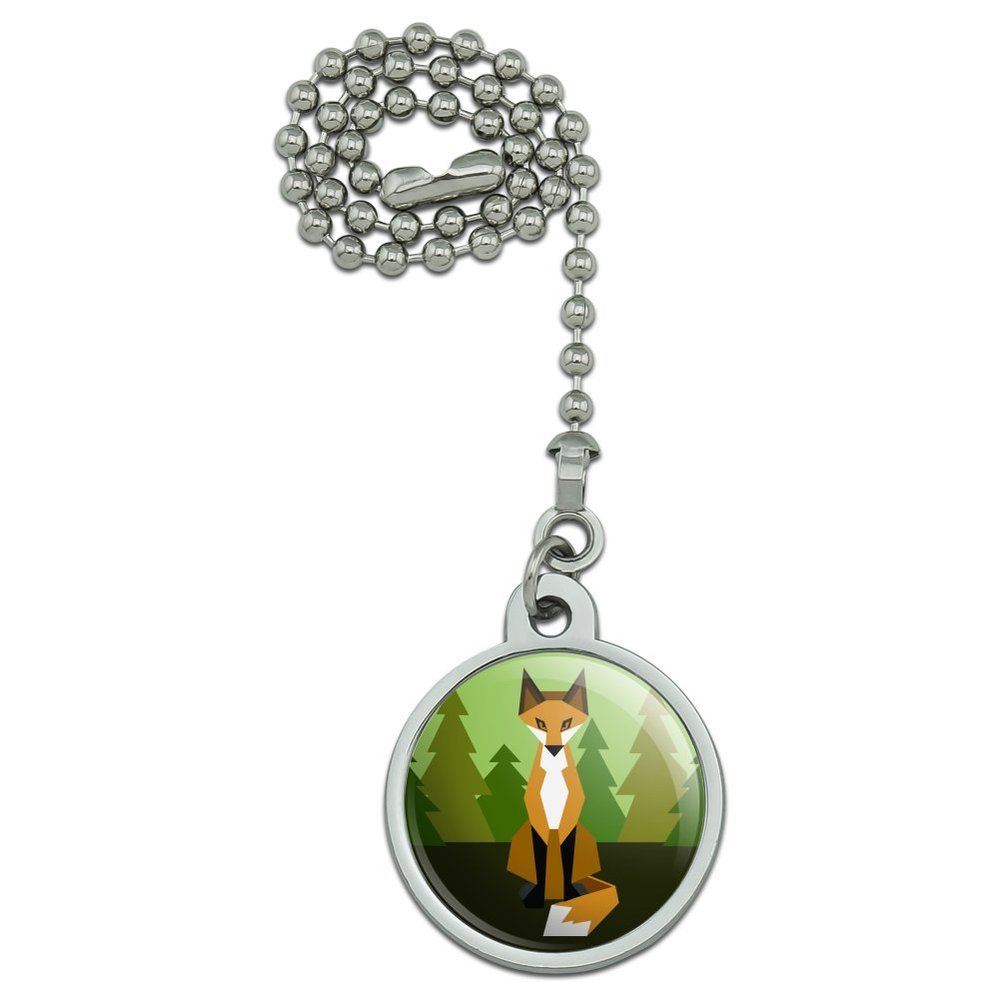 GRAPHICS & MORE Geometric Orange Fox Ceiling Fan and Light Pull Chain