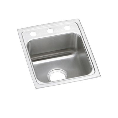 Elkay LRADQ1517503 18 Gauge 15" x 17.5" x 5" Single Bowl Top Mount Kitchen Sink 3 Hole, Stainless Steel