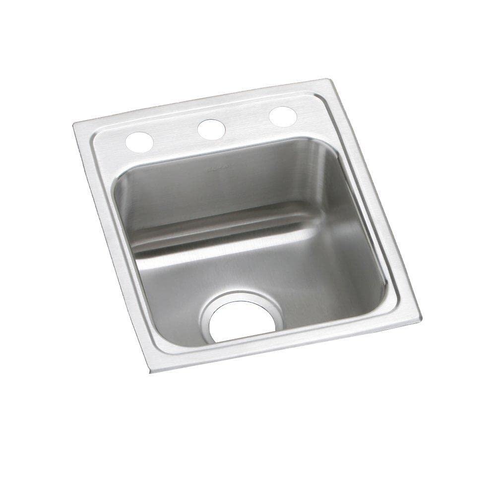Elkay LRADQ1517503 18 Gauge 15" x 17.5" x 5" Single Bowl Top Mount Kitchen Sink 3 Hole, Stainless Steel