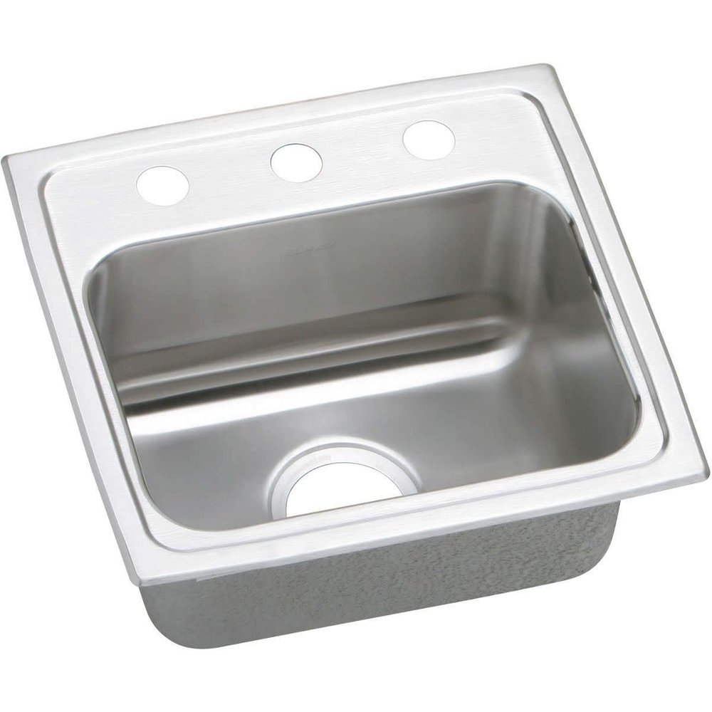 Elkay LRAD1716502 18 Gauge/17" x 16" x 5" Single Bowl Top Mount Kitchen 2 Hole Sink, Stainless Steel