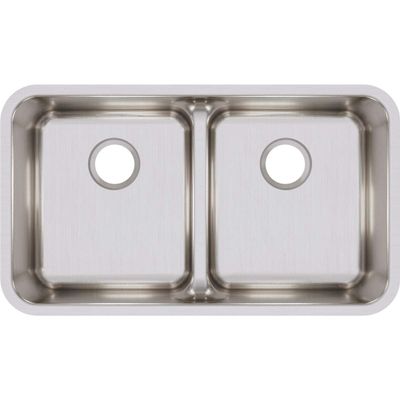 Elkay ELUHAQD3218 Lustertone Classic Equal Double Bowl Undermount Stainless Steel Sink with Aqua Divide