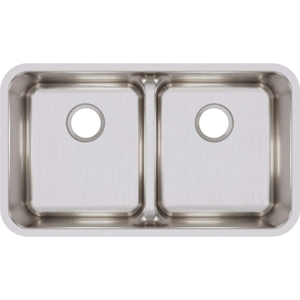 Elkay ELUHAQD3218 Lustertone Classic Equal Double Bowl Undermount Stainless Steel Sink with Aqua Divide