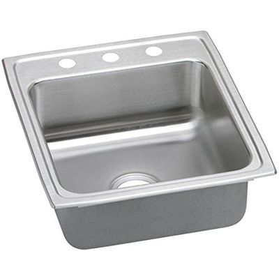 Elkay LRAD202240MR2 Elkao|# 18 Gauge Ss 19.5 Inch x 22 Inch x 4 Inch Single Bowl Top Mount Kitchen Sink, Stainless Steel