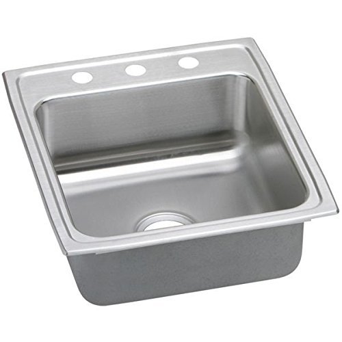 Elkay LRAD202240MR2 Elkao|# 18 Gauge Ss 19.5 Inch x 22 Inch x 4 Inch Single Bowl Top Mount Kitchen Sink, Stainless Steel