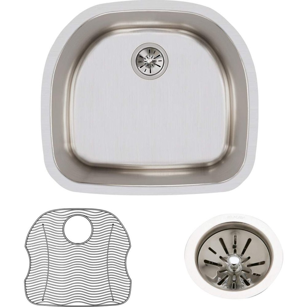 Elkay ELUH2118DBG Lustertone Classic Single Bowl Undermount Stainless Steel Sink Kit