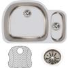 Elkay ELUH322110RDBG Lustertone Classic Offset 70/30 Double Bowl Undermount Stainless Steel Sink Kit view 1
