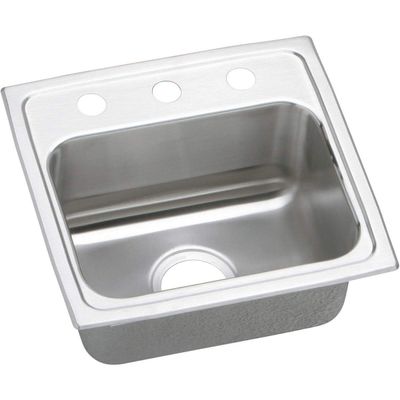 Elkay LRADQ1716503 18 Gauge Stainless Steel 17" x 16" x 5" Single Bowl Top Mount Kitchen Sink 3 Hole